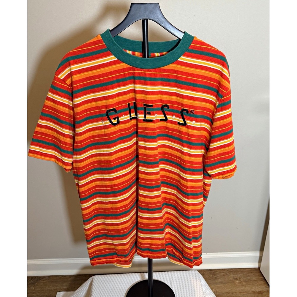 GUESS J Balvin Tokyo Mens Striped Short Sleeve Logo Tee XL M91P83R6CY2